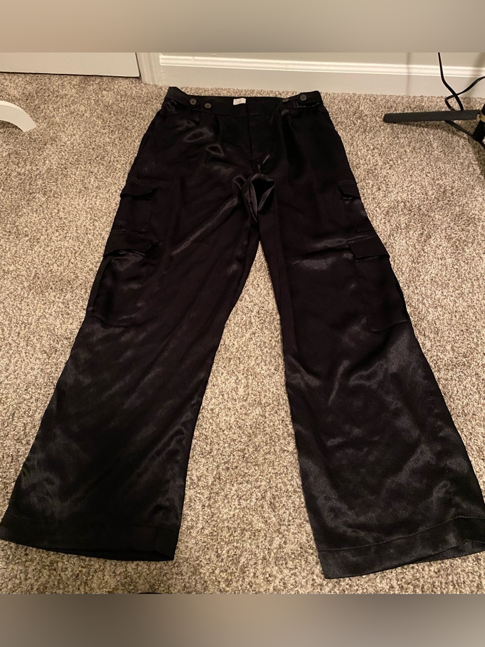 A New Day Women’s Wide Leg Black Cargo Pants Size US 10
